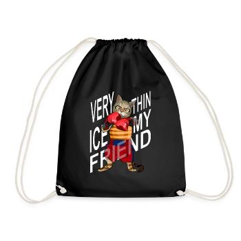 Very thin ice my freiend, Boxing Cat - Drawstring Bag - black - Front