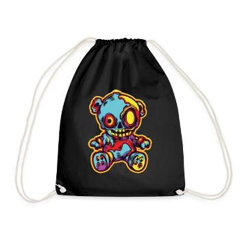 Funny Horror Scary Bear Halloween Night Bear - Drawstring Bag - black - Front