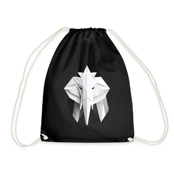 Origami Paper Elephant - Drawstring Bag - black - Front