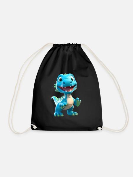 3D-Cartoon-Dinosaurier - Turnbeutel - Schwarz