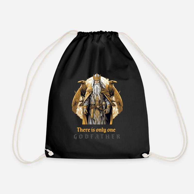 Odin with his ravens "There is only one godfather - Drawstring Bag - black