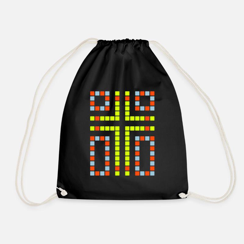 Cross Pattern Graphic - Drawstring Bag - black