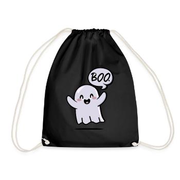 Spooky Cute Kawaii Ghost Design – Boo - Drawstring Bag - black - Front