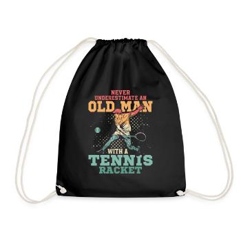 Never Underestimate An Old Man With A Tennis Racke - Drawstring Bag - black - Front