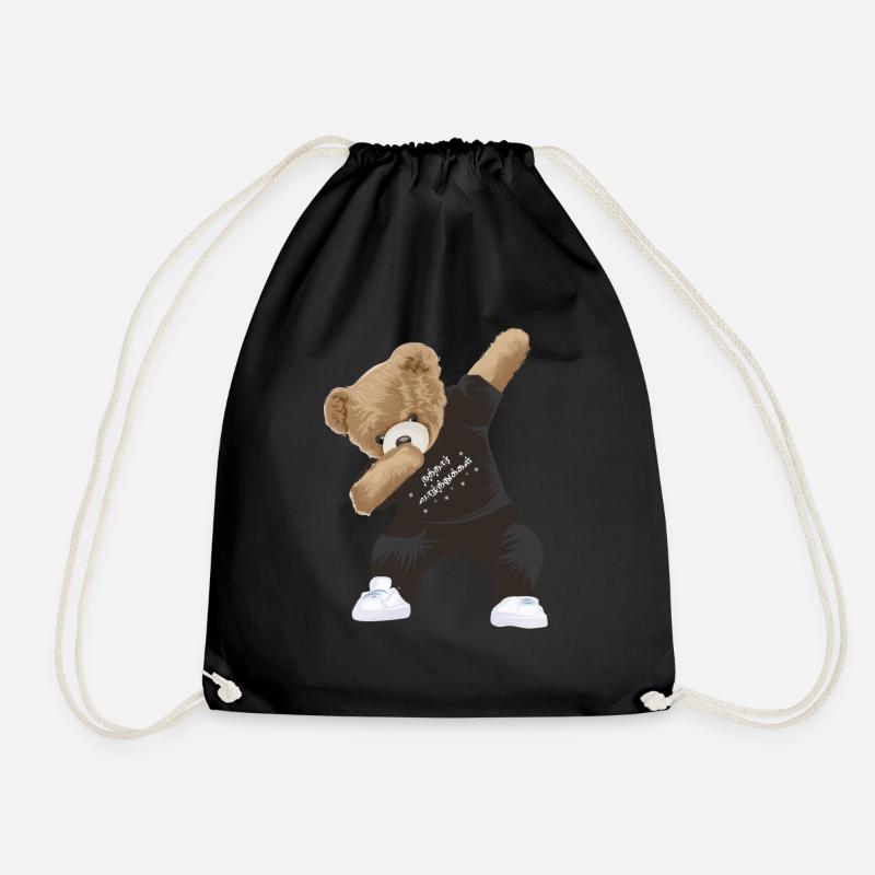 Dabbing Teddy - Drawstring Bag - black