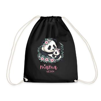 Mama est 2024 I Panda Bear Mum I First Time Mom - Drawstring Bag - black - Front