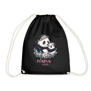 Mama est 2024 I Panda Bear Mum I First Time Mom - Drawstring Bag - black - Front