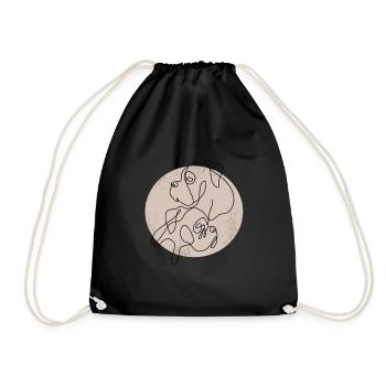 BOXER DOG TWO BOXERS ONE LINE - Drawstring Bag - black - Front