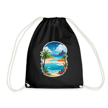 plage vacances soleil mer - Sac de sport léger - noir - Devant