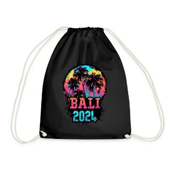 Bali 2024 Team Palm Trees Multicolored - Drawstring Bag - black - Front