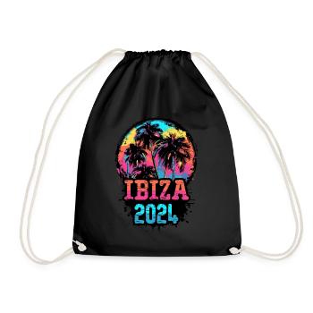 Ibiza 2024 Team Palm Trees Multicolored - Drawstring Bag - black - Front
