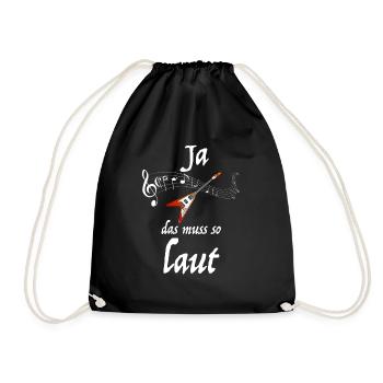 Ja das muss so laut | Gitarre, Noten, Musik - Turnbeutel - Schwarz - Vorne