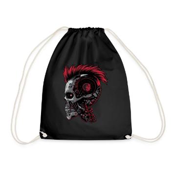 Horror Punk Zombie cyborg - Drawstring Bag - black - Front