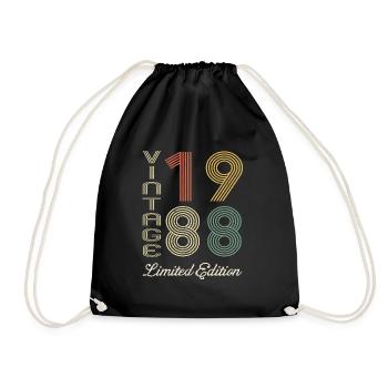 1988 Geburtstag Geboren 1988 Vintage Retro. Editio - Turnbeutel - Schwarz - Vorne