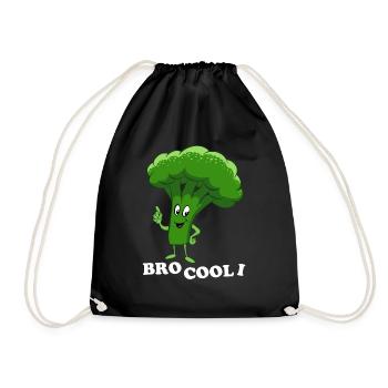 Bro Cool I - Broccoli, Vegetables, Vegetarian, Vegan - Drawstring Bag - black - Front