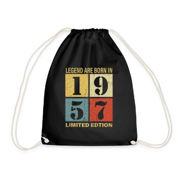 Original Calendar 1957 Vintage Birthday Rec - Drawstring Bag - black - Front