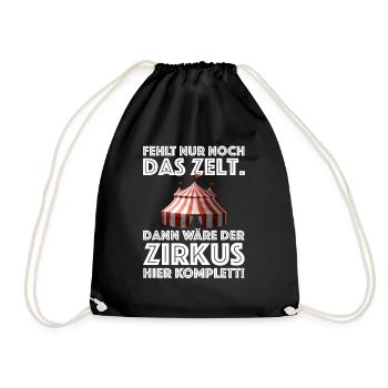 Der Zirkus hier ist komplett | Zelt, Clown - Turnbeutel - Schwarz - Vorne