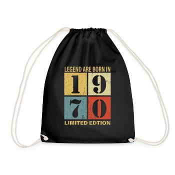 Original Calendar 1970's Vintage Birthday Rec - Drawstring Bag - black - Front