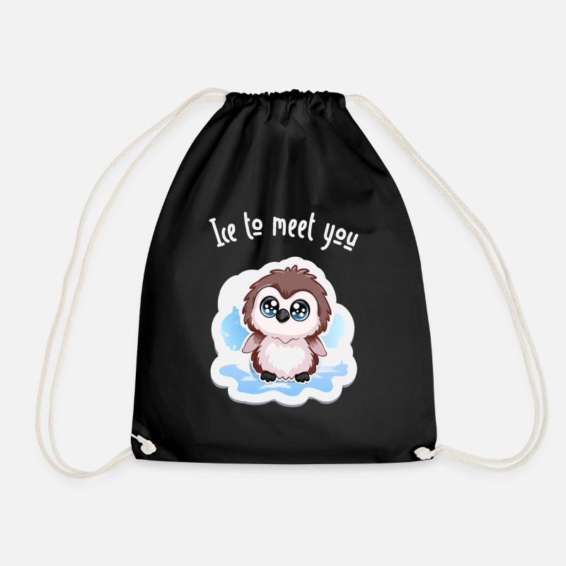 Ice to Meet You Penguin - Drawstring Bag - black