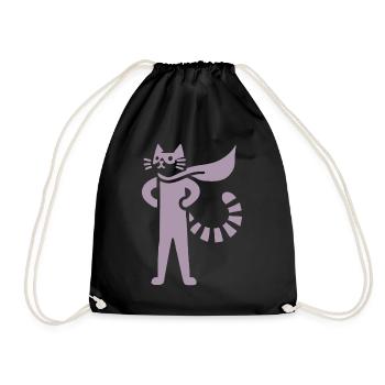 Cats Superhero Hero Silhouette Cloak - Drawstring Bag - black - Front