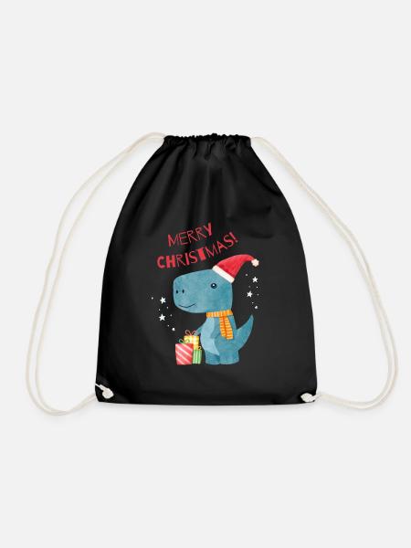 Christmas Dino - Turnbeutel - Schwarz