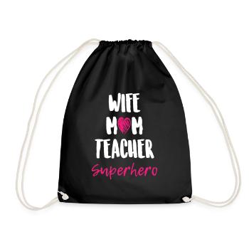 Épouse Maman Enseignant Super-héros - Sac de sport léger - noir - Devant