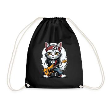 Cat Rocker Cat HardRock Gift - Sac de sport léger - noir - Devant