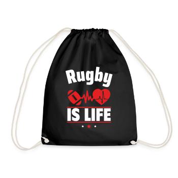Rugby ist das Leben - Turnbeutel - Schwarz - Vorne