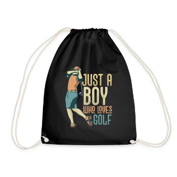 Just A Boy Who Loves Golf Golfer Hobby - Turnbeutel - Schwarz - Vorne