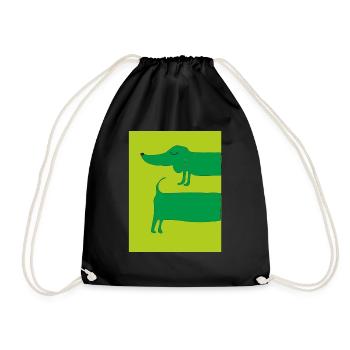 dackelhund gruen - Turnbeutel - Schwarz - Vorne
