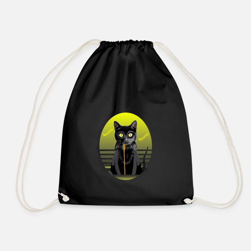 The Starry Cat Singer - Drawstring Bag - black