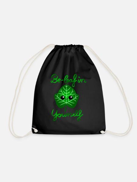 Be-leaf in yourself - Drawstring Bag - black