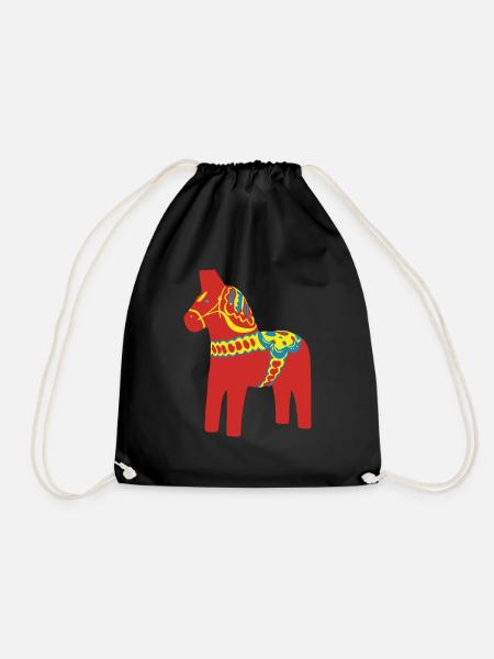 Dalahäst Dalecarlian Horse Dala-Pferd. Schweden - Turnbeutel - Schwarz