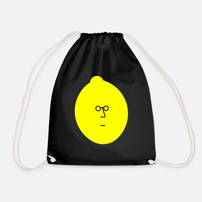 Lemon with face - Drawstring Bag - black