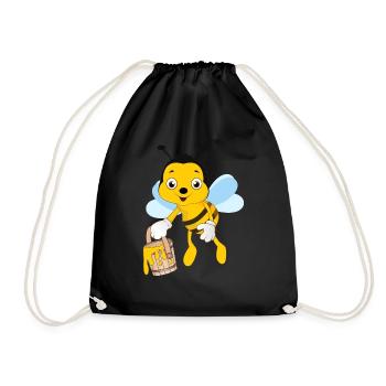 Bee beekeeping beekeeper honey honey bee - Drawstring Bag - black - Front