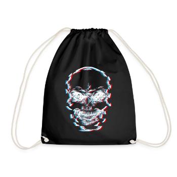 Totenkopf, skull, glitch - Turnbeutel - Schwarz - Vorne