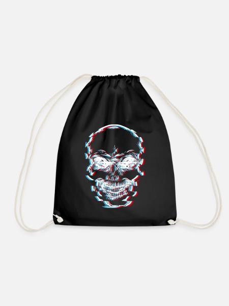 Skull, skull, glitch - Drawstring Bag - black