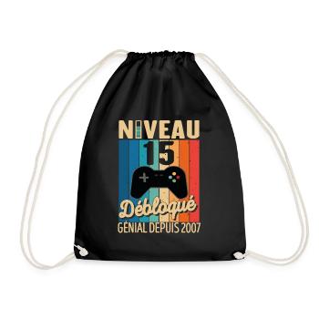 Niveau 15 Ans Débloqué Génial Depuis 2007 Cadeau - Sac de sport léger - noir - Devant