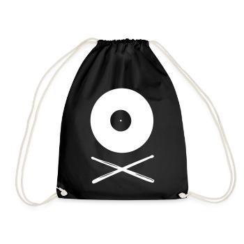 Vinyl Schallplatte mit Drumsticks - Turnbeutel - Schwarz - Vorne