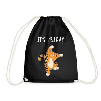 Friday cat weekend - Drawstring Bag - black - Front