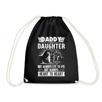 Daddy and daughter always heart to heart - Drawstring Bag - black - Front