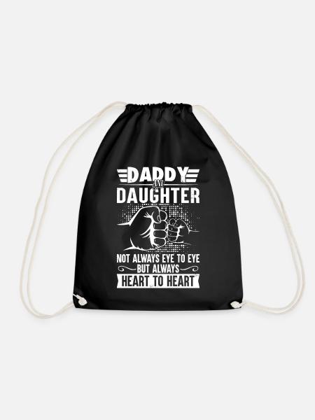 Daddy and daughter always heart to heart - Drawstring Bag - black