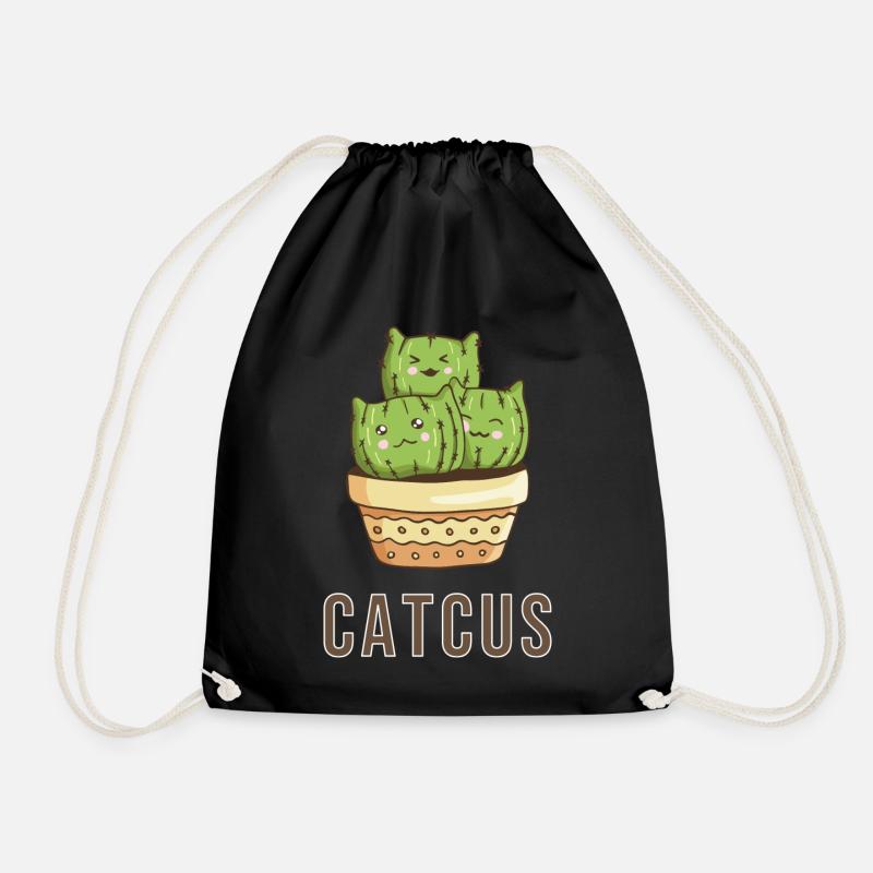 Catcus Katzen Cat cool lustig funny Kaktus - Turnbeutel - Schwarz