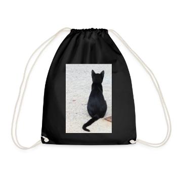 Cat Kitten Cat Shirt Gift - Drawstring Bag - black - Front