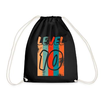 Level 10 birthday vintage - Drawstring Bag - black - Front