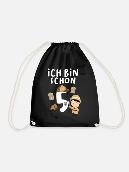 5. Geburtstag Detektiv Ich Bin Schon 5 Jahre - Turnbeutel - Schwarz