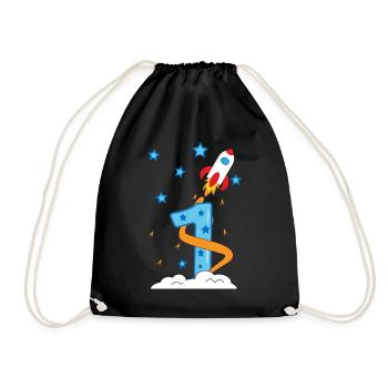 1. Anniversaire bébé enfant fusée - Sac de sport léger - noir - Devant
