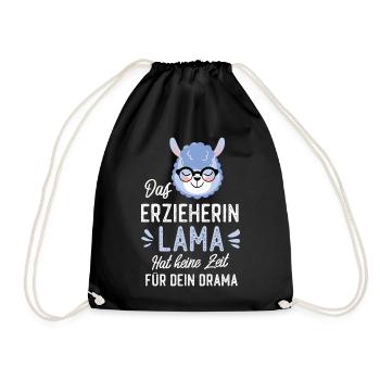 Erzieherin Lama Spruch Lustige Geschenkidee - Turnbeutel - Schwarz - Vorne