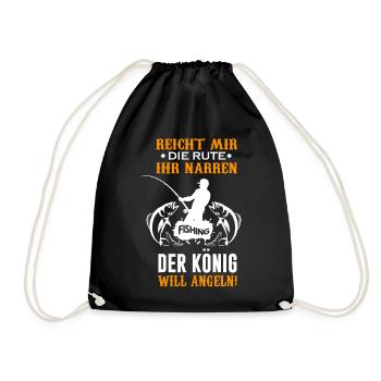 Fischen Angeln Angler Petri Heil Karpfen Fishing - Turnbeutel - Schwarz - Vorne