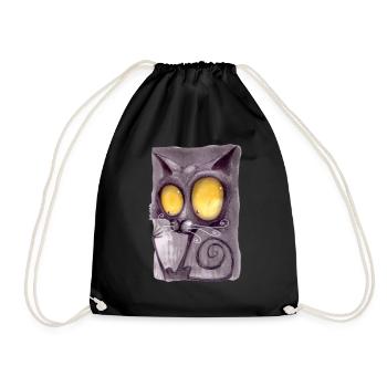 Serial Cat 05 - Drawstring Bag - black - Front